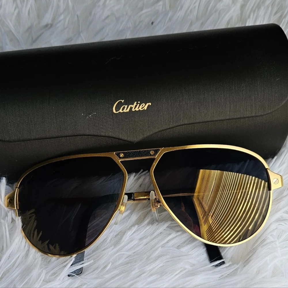 Cartier Gold Frame Sunglasses with Dark Lenses